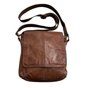VTG Fossil Brand Genuine Leather Brown Cognac Messenger Crossbody Shoulder Bag
